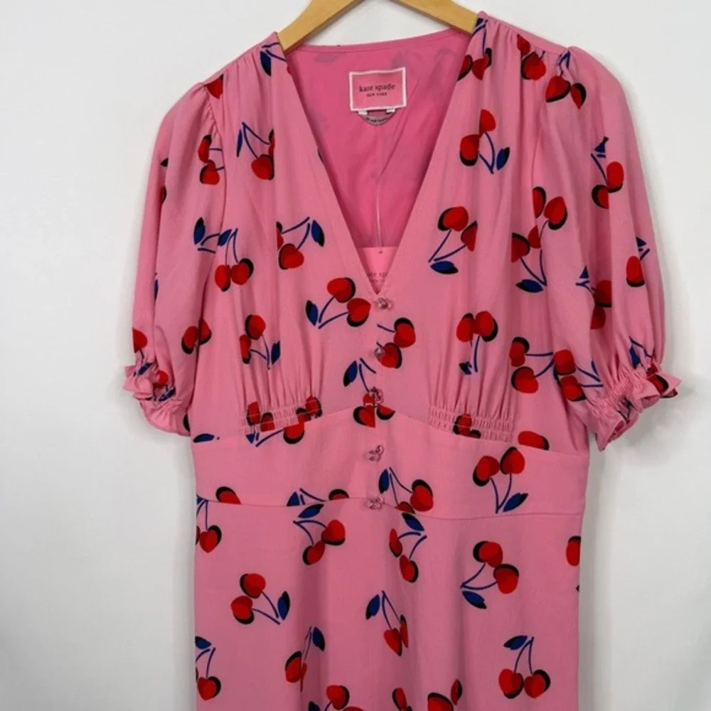 Kate Spade New York Cherry‎ Toss Dress Rosy Carnation Pink Womens 10 NWT